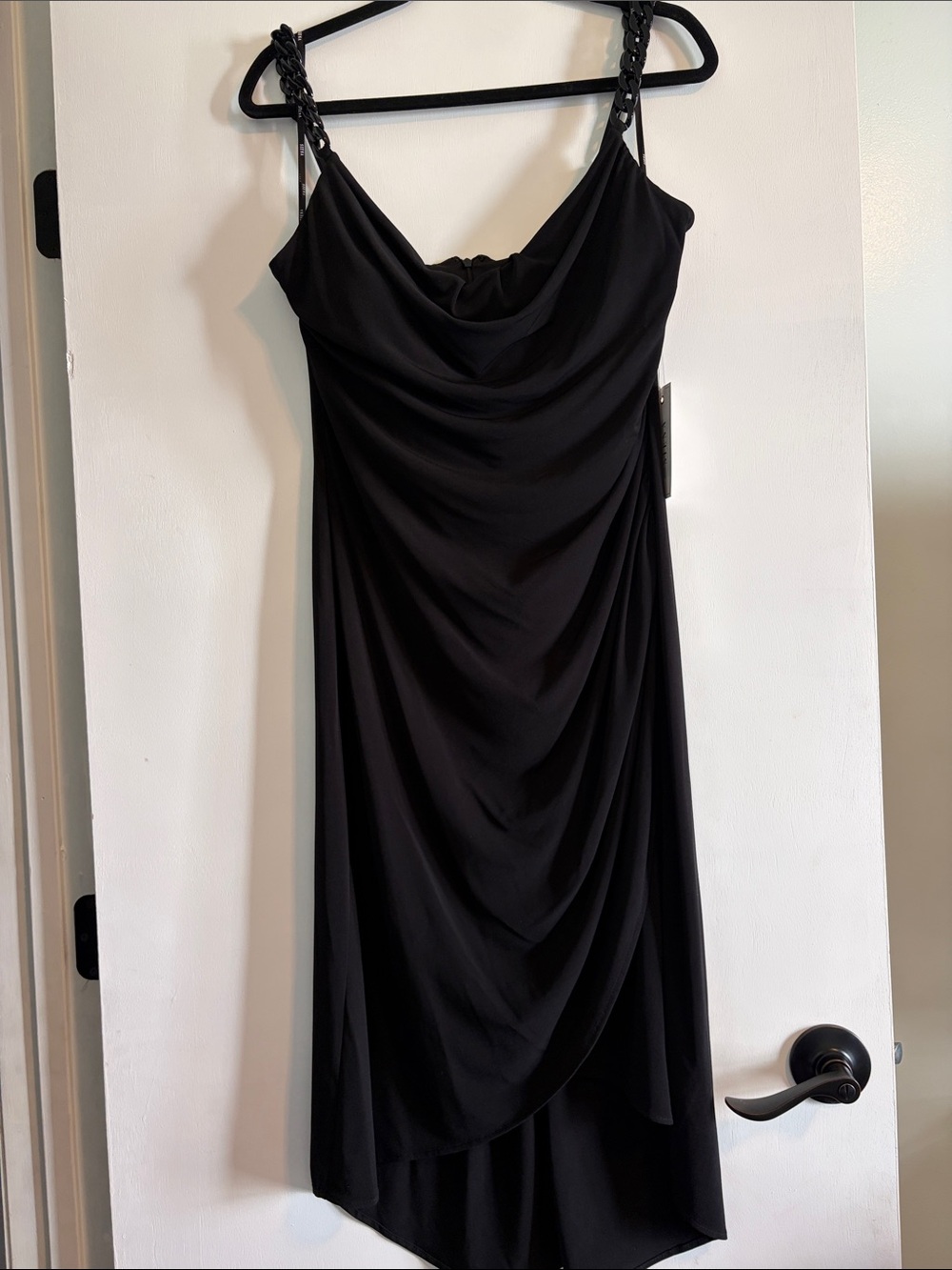 Siena Studio Black Draped High-Low Dress with Braided Straps